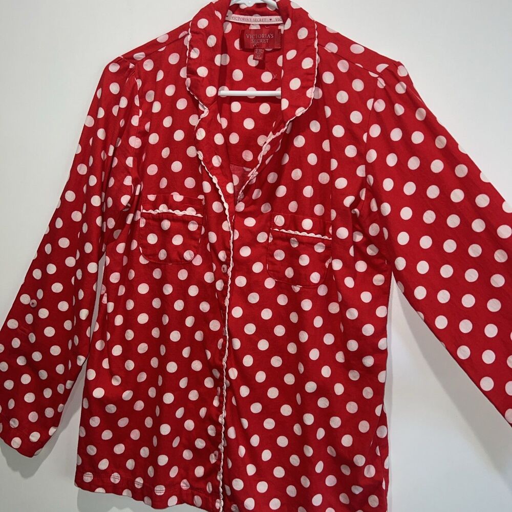 Victoria’s Secret Women's‎ Polka Dot Night Sleep Button Up Shirt Size S/P
